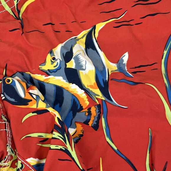 Polo‎ Ralph Lauren Mens Orange Graphic Marlins Swim Trunks Board Shorts Sz Large - Picture 2 of 12